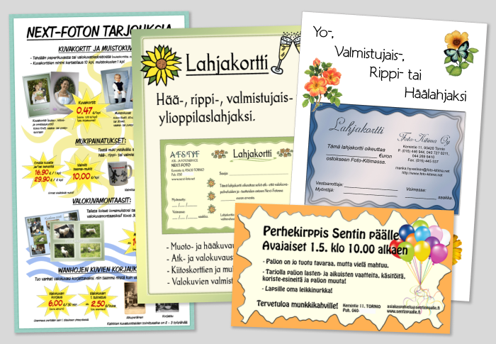 Lehti- ja myymälämainokset